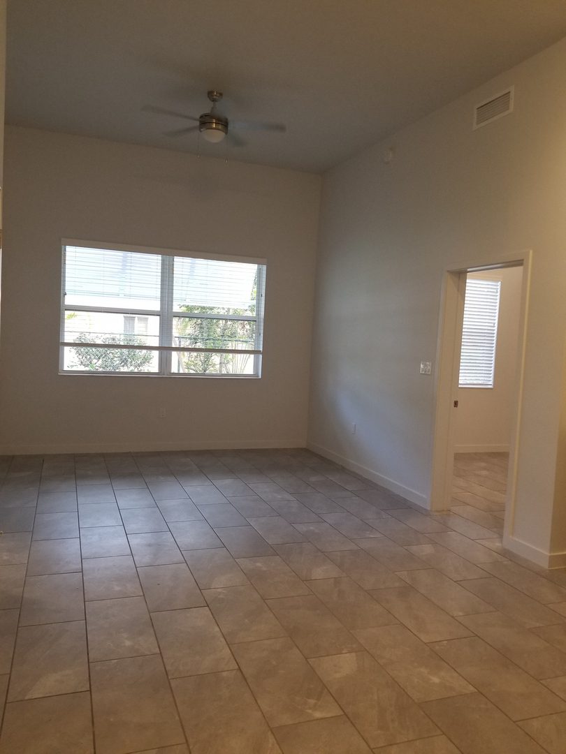 Minimalist interior with large window