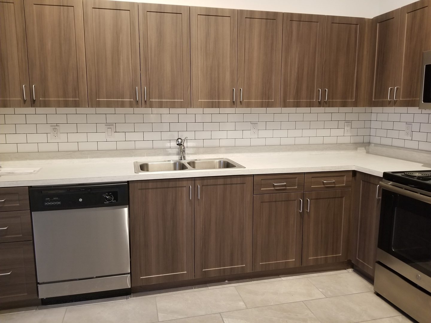 Modern kitchen with wooden cabinets